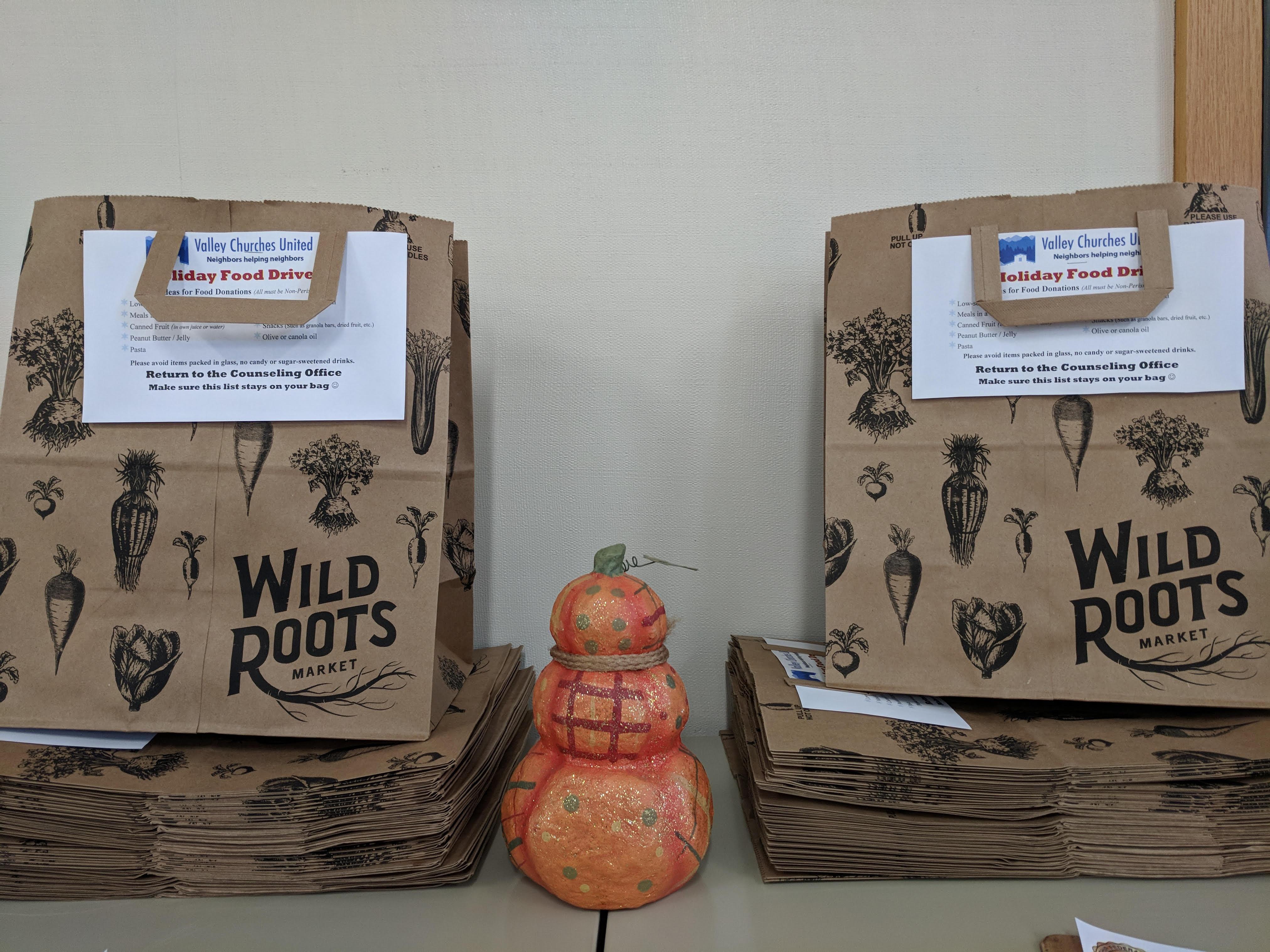 Wild Roots Bags for Food Drive