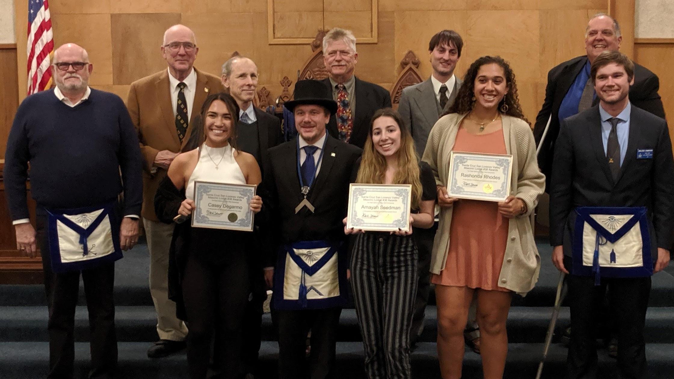 Amayah Seedhman and other recipients of the Masonic award