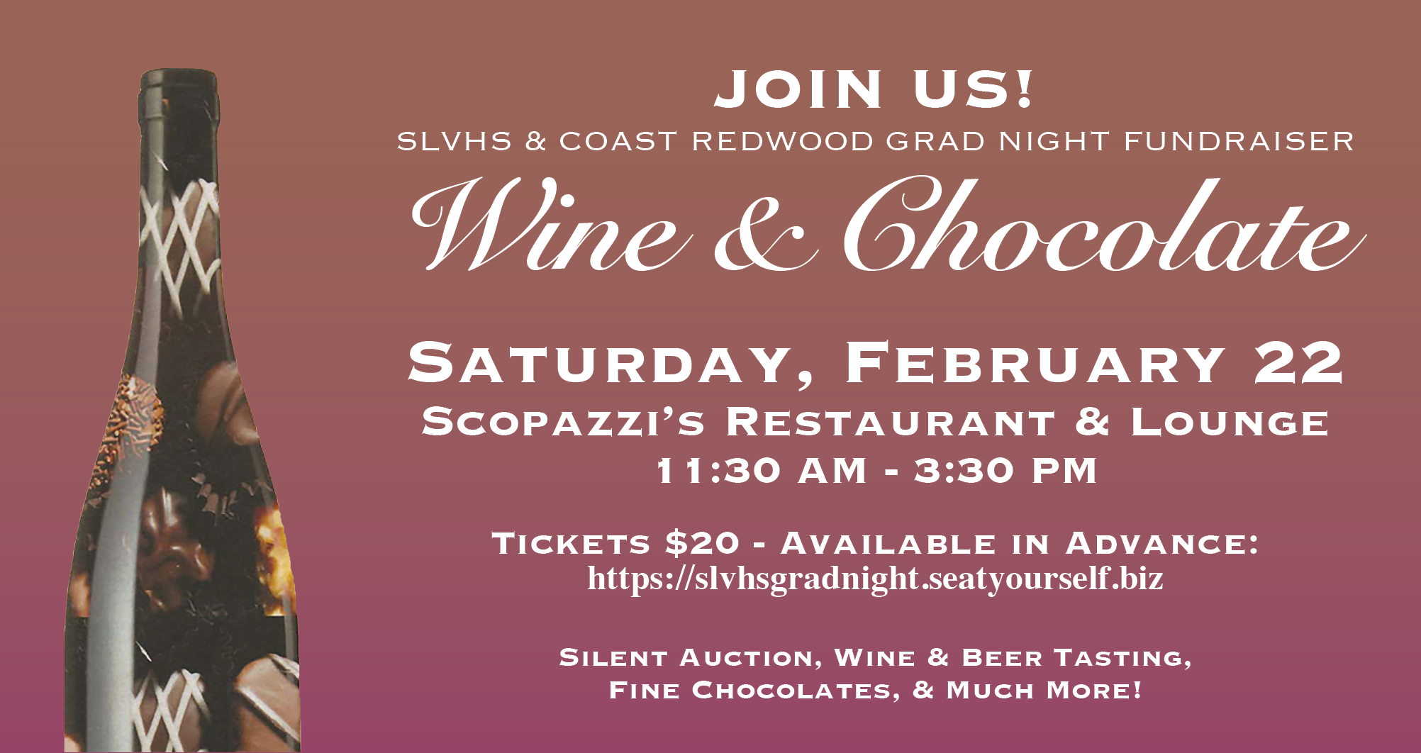 poster for wine and chocolate fundraiser