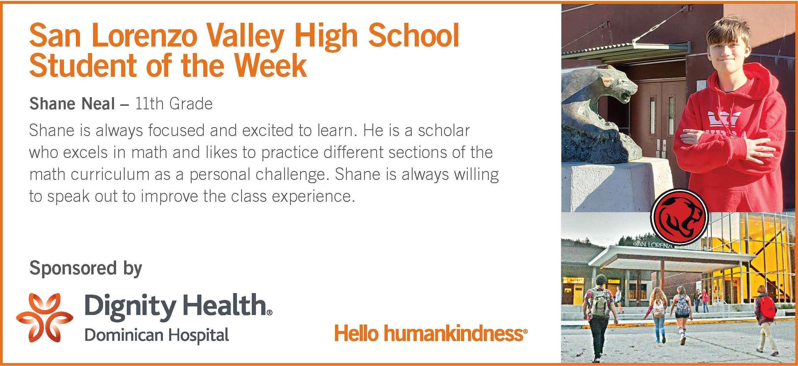 student of the week: Shane Neal