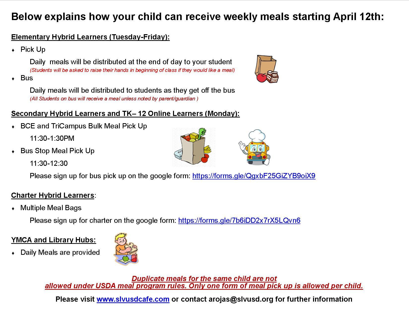 weekly meals provided; email arojas@slvusd.org for details
