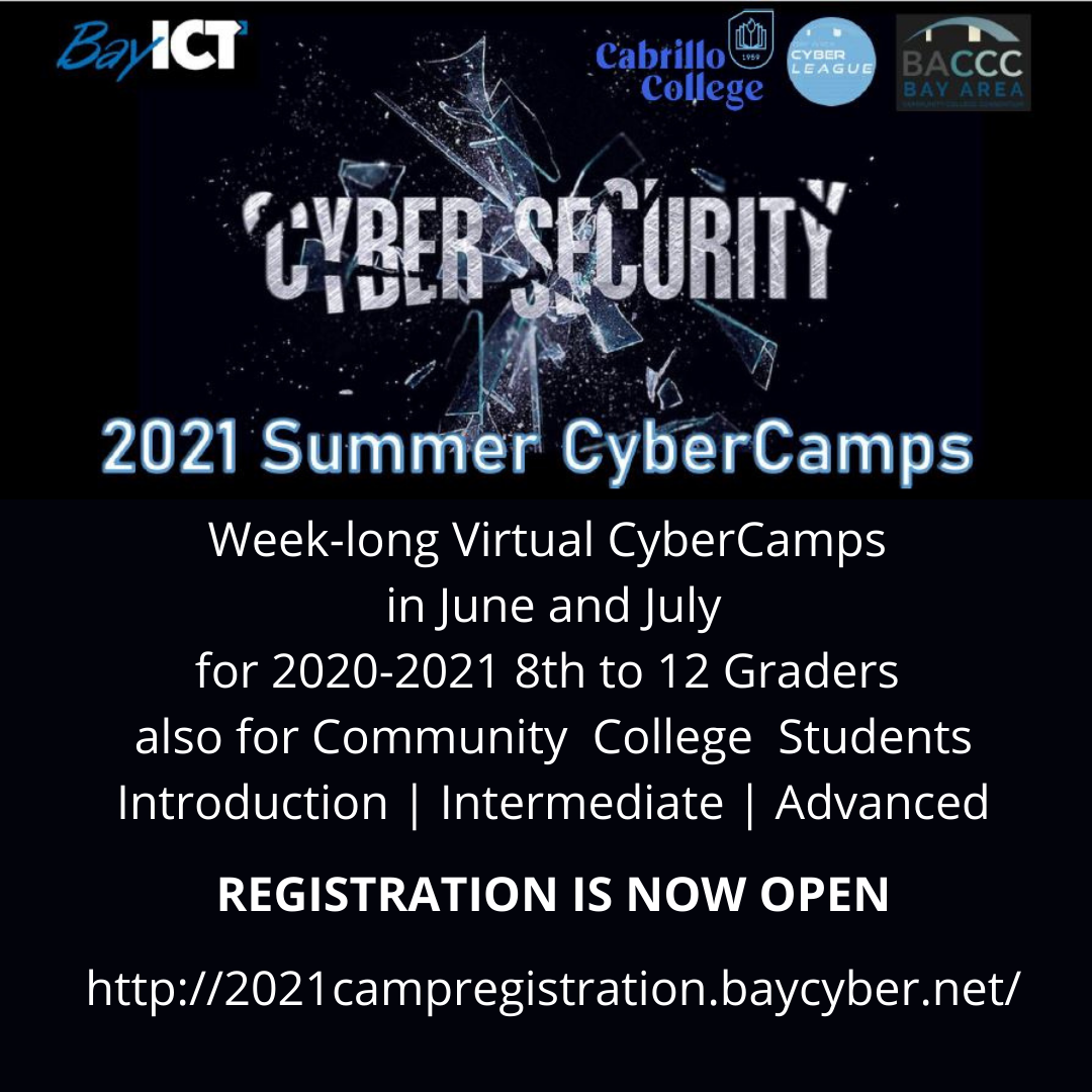 2021 summer cybercamps; visit http://2021campregistration.baycyber.net