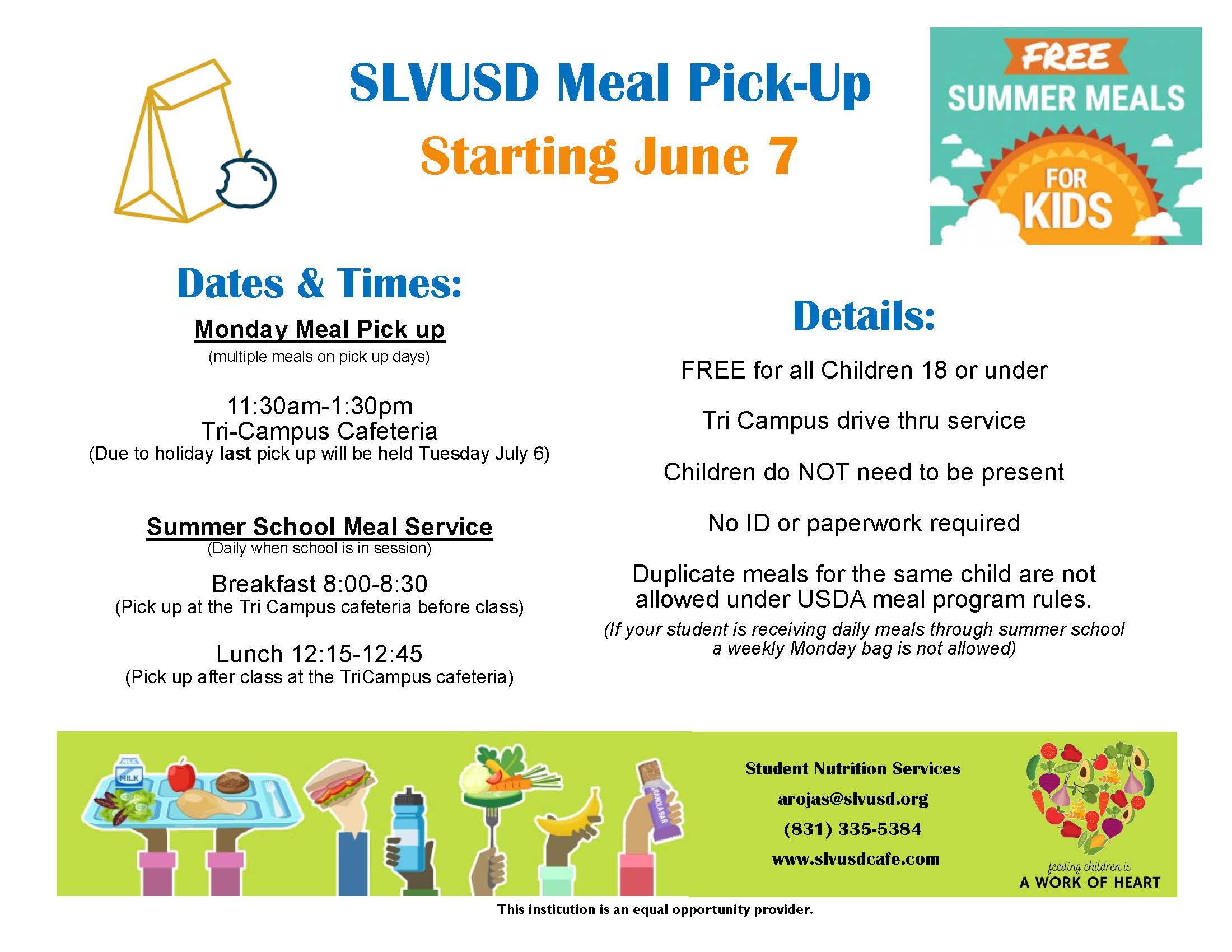 summer meals flyer; for details call 831-335-5384