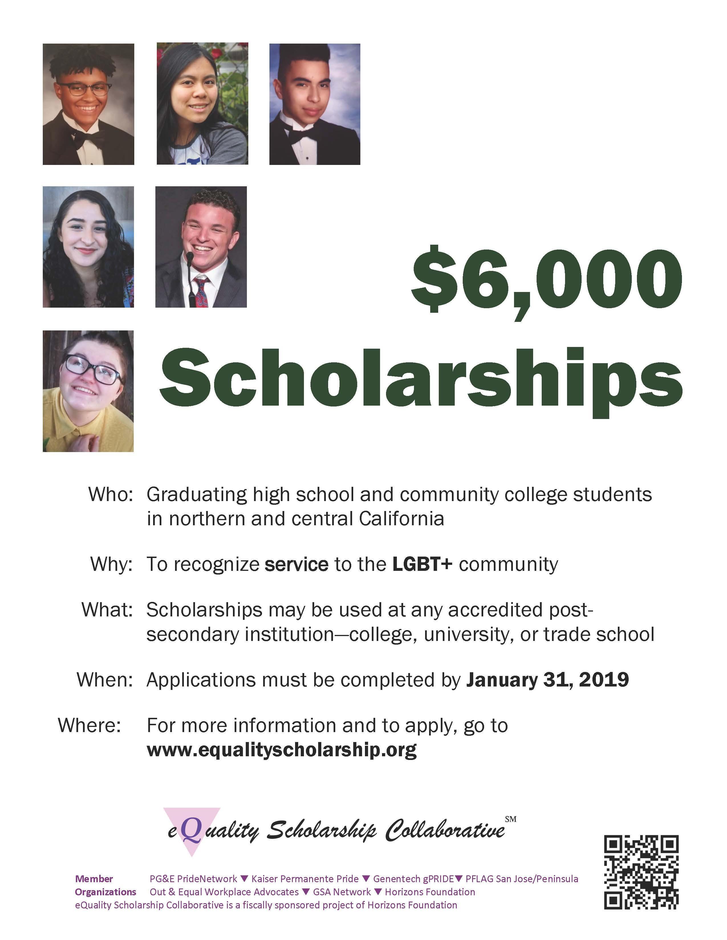 equality scholarship; visit www.equalityscholarship.org for details